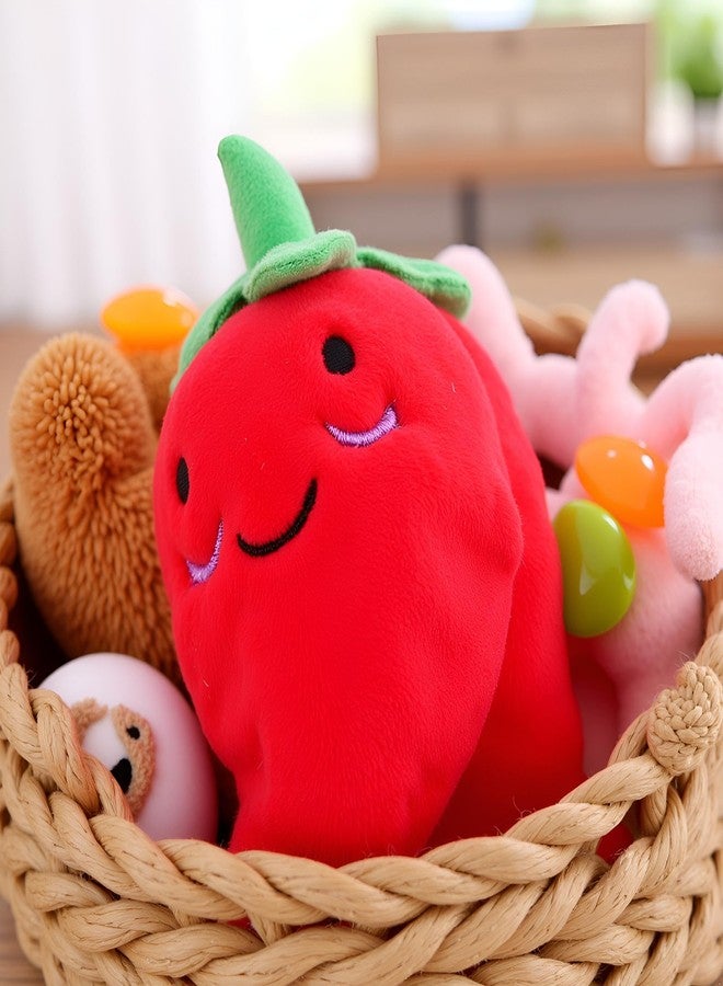 Dwuww Plush Chilli Fruits and Vegetables Dog Squeaky Plush Chili Eggplant Corn Puppy Dog for Small Dogs,Chili,Size 1 Nice and Practical Squeak Pet Supplies - Image 3